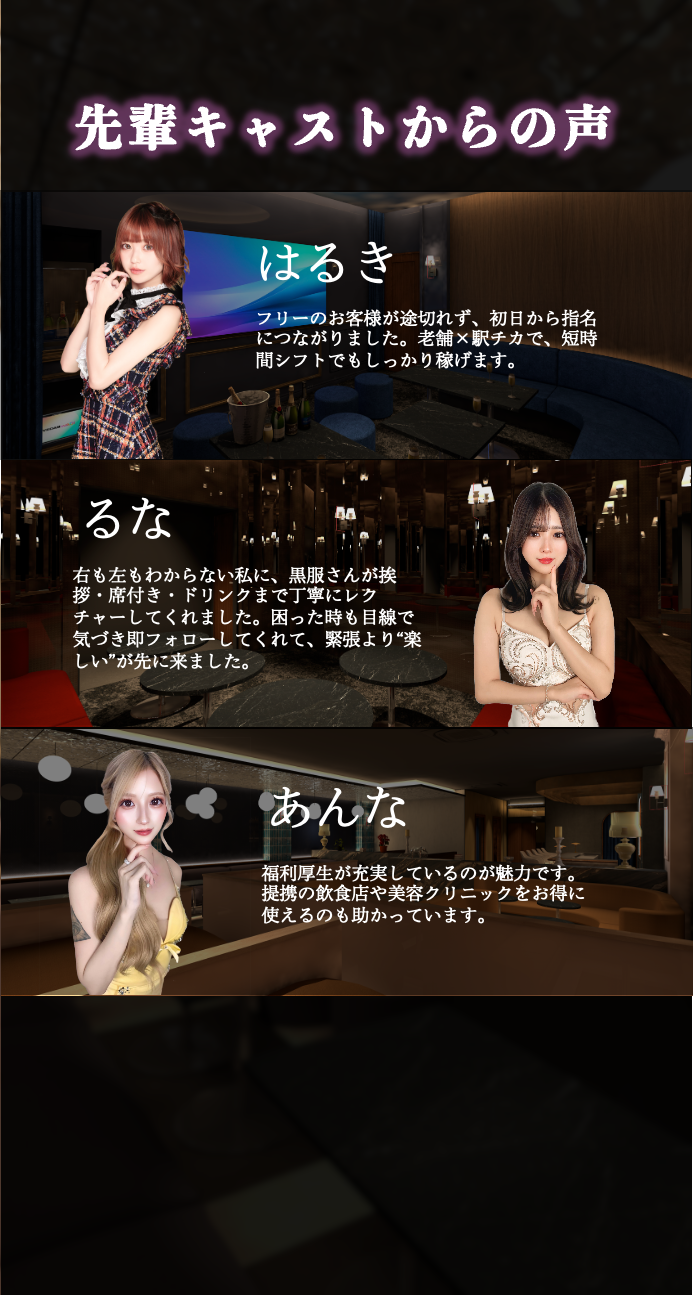 先輩キャストからの声